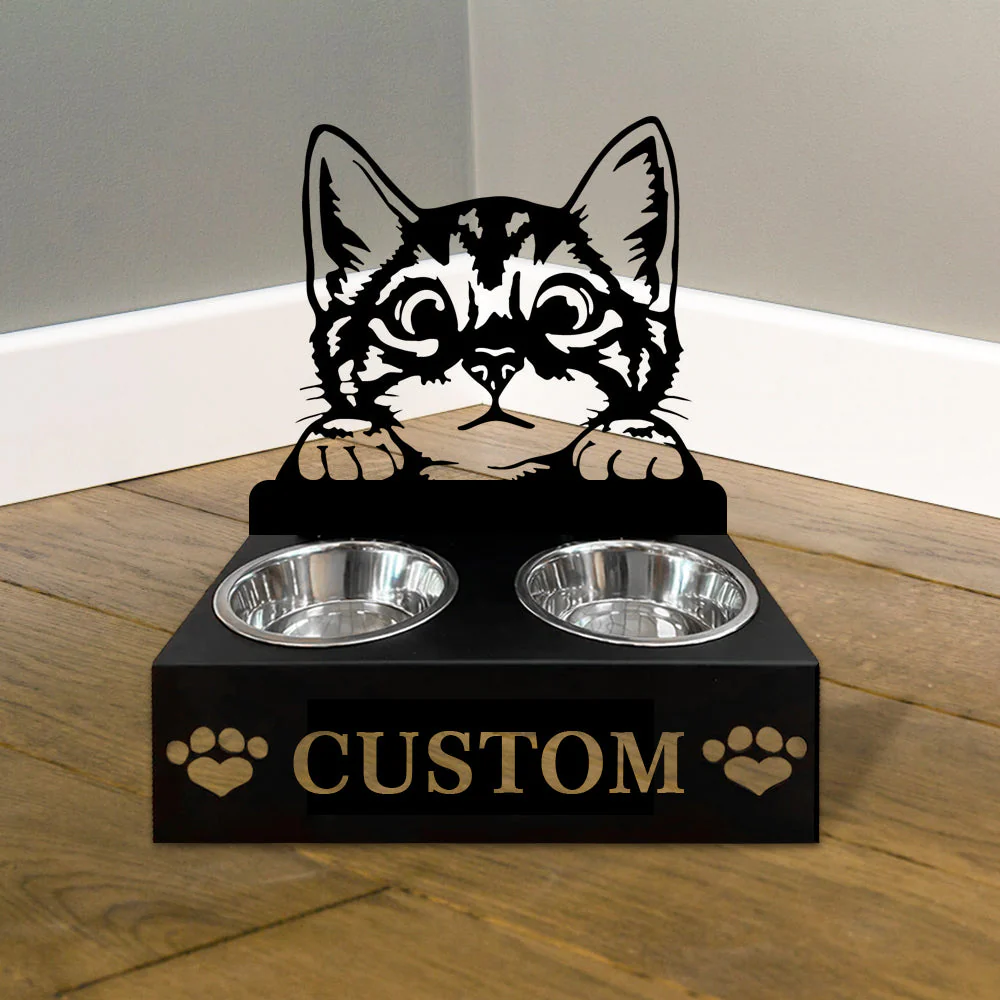 Nom Personnalisé pour Chat Mignon Porte-Gamelle pour Animaux - Image 4