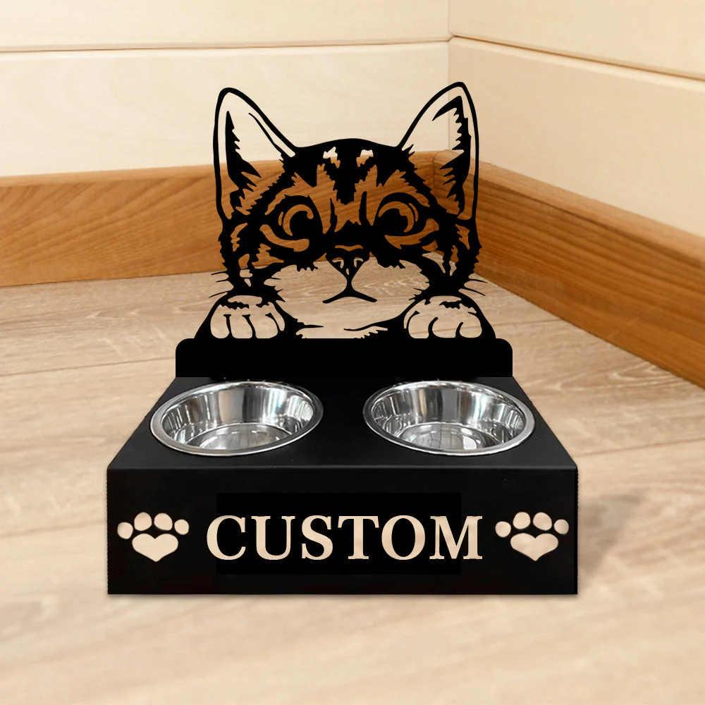 Nom Personnalisé pour Chat Mignon Porte-Gamelle pour Animaux - Image 5