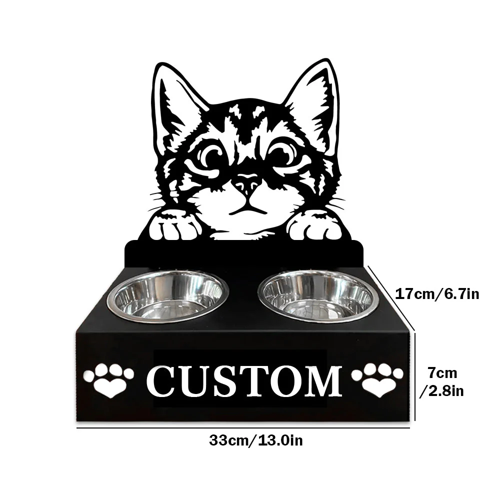 Nom Personnalisé pour Chat Mignon Porte-Gamelle pour Animaux - Image 7