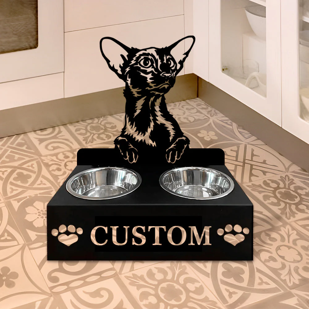 Nom Personnalisé pour Chat Oriental à Poil Court Porte-Gamelle pour Animaux - Image 6
