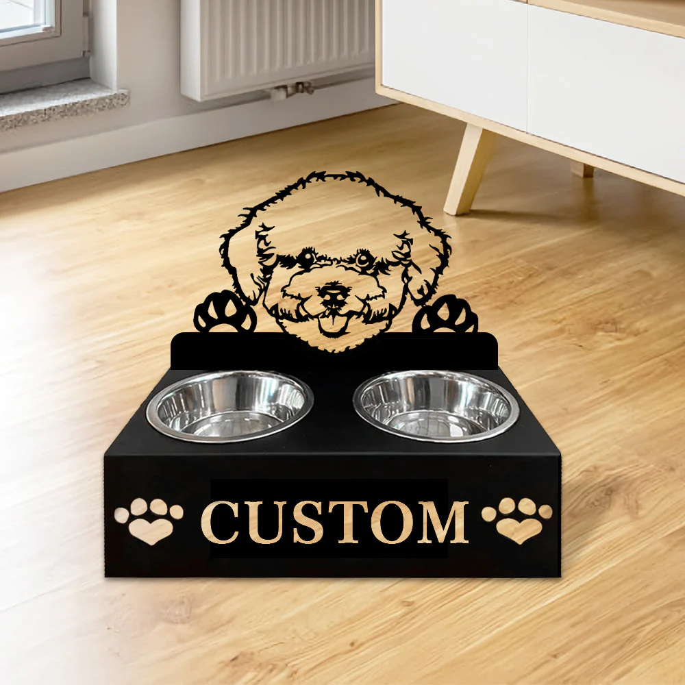 Nom Personnalisé pour Chien Bichon à Poil Frisé Porte-Gamelle pour Animaux - Image 2