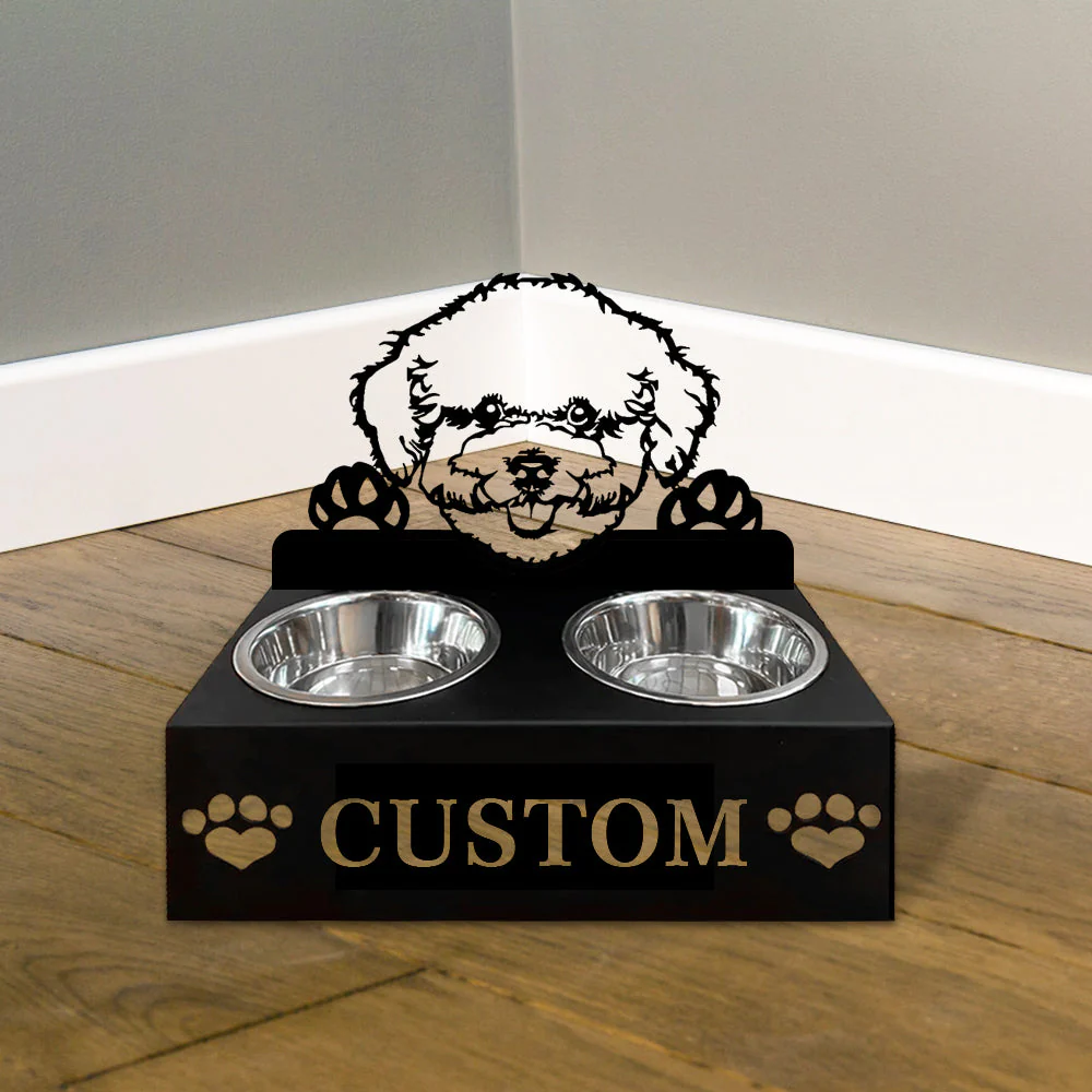 Nom Personnalisé pour Chien Bichon à Poil Frisé Porte-Gamelle pour Animaux - Image 5