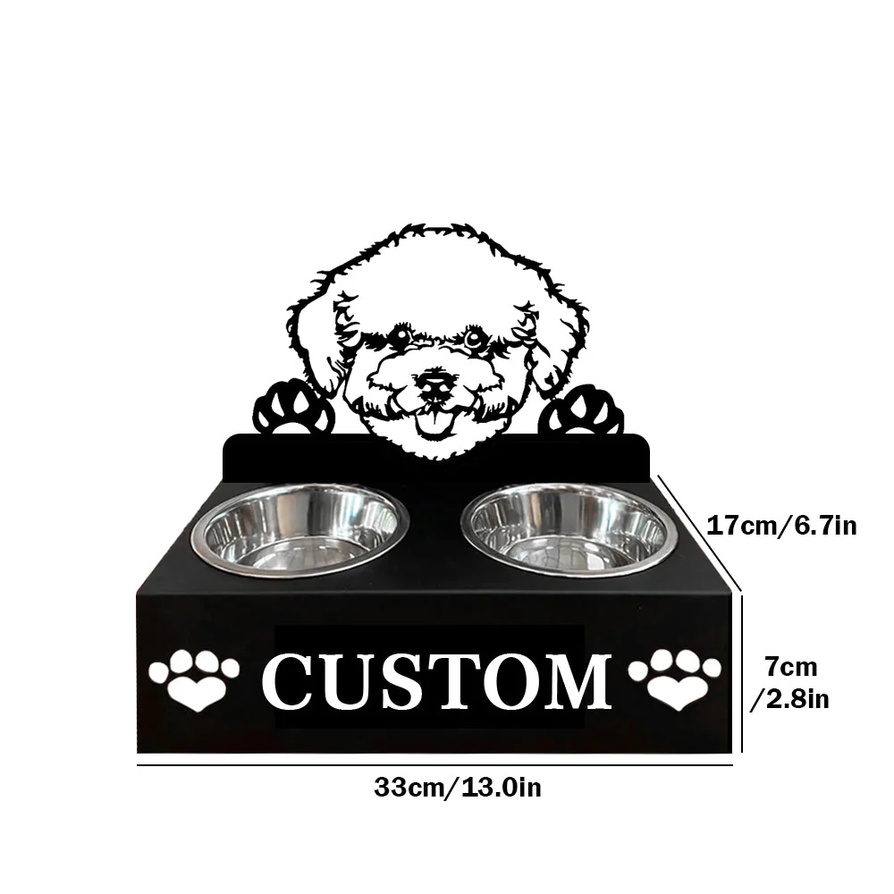 Nom Personnalisé pour Chien Bichon à Poil Frisé Porte-Gamelle pour Animaux - Image 7