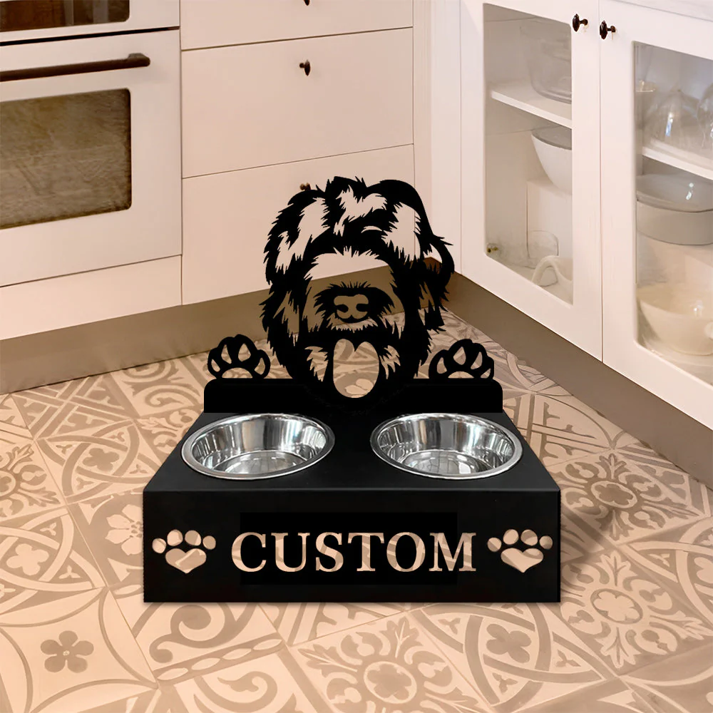 Nom Personnalisé pour Chien Black Terrier Porte-Gamelle pour Animaux - Image 5