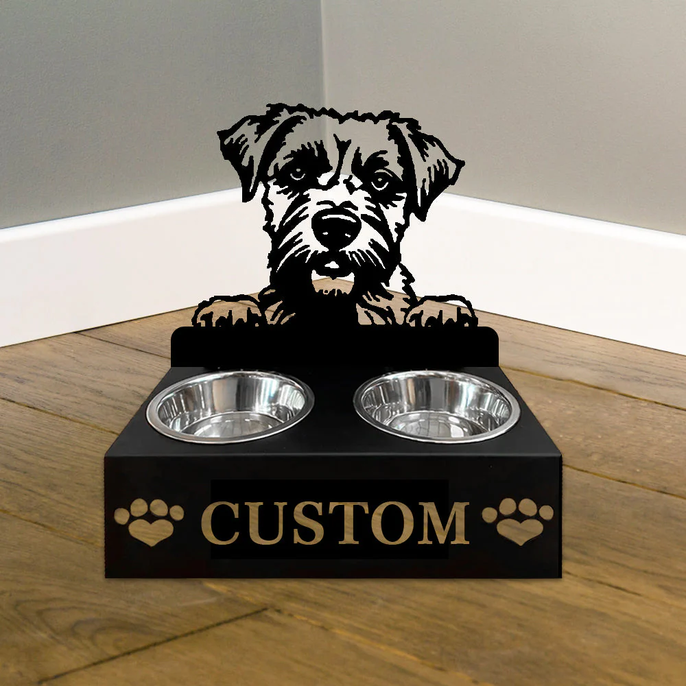 Nom Personnalisé pour Chien Border Terrier Porte-Gamelle pour Animaux - Image 4