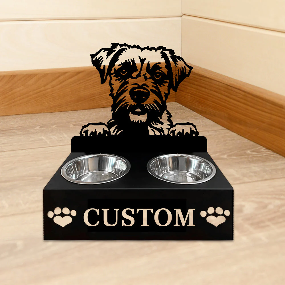 Nom Personnalisé pour Chien Border Terrier Porte-Gamelle pour Animaux - Image 5