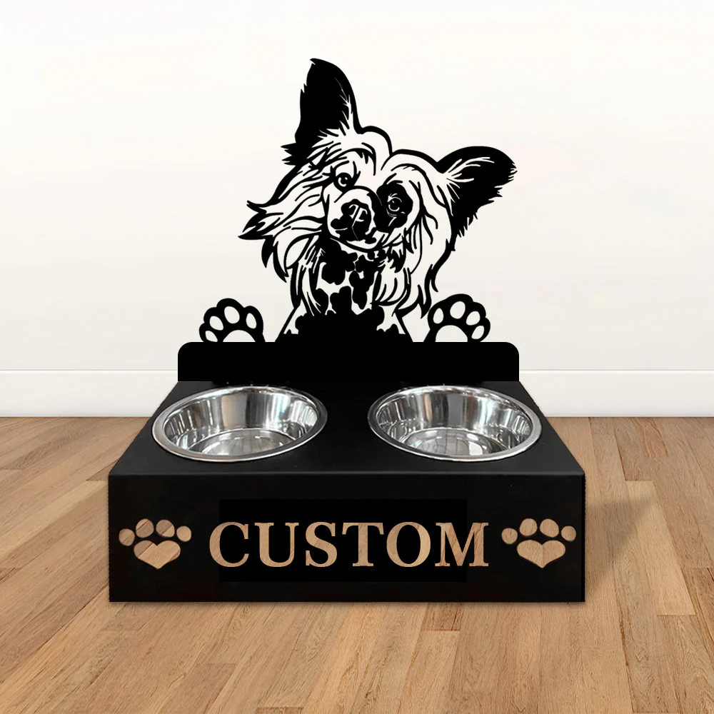 Nom Personnalisé pour Chien Chinois à Crête Porte-Gamelle pour Animaux