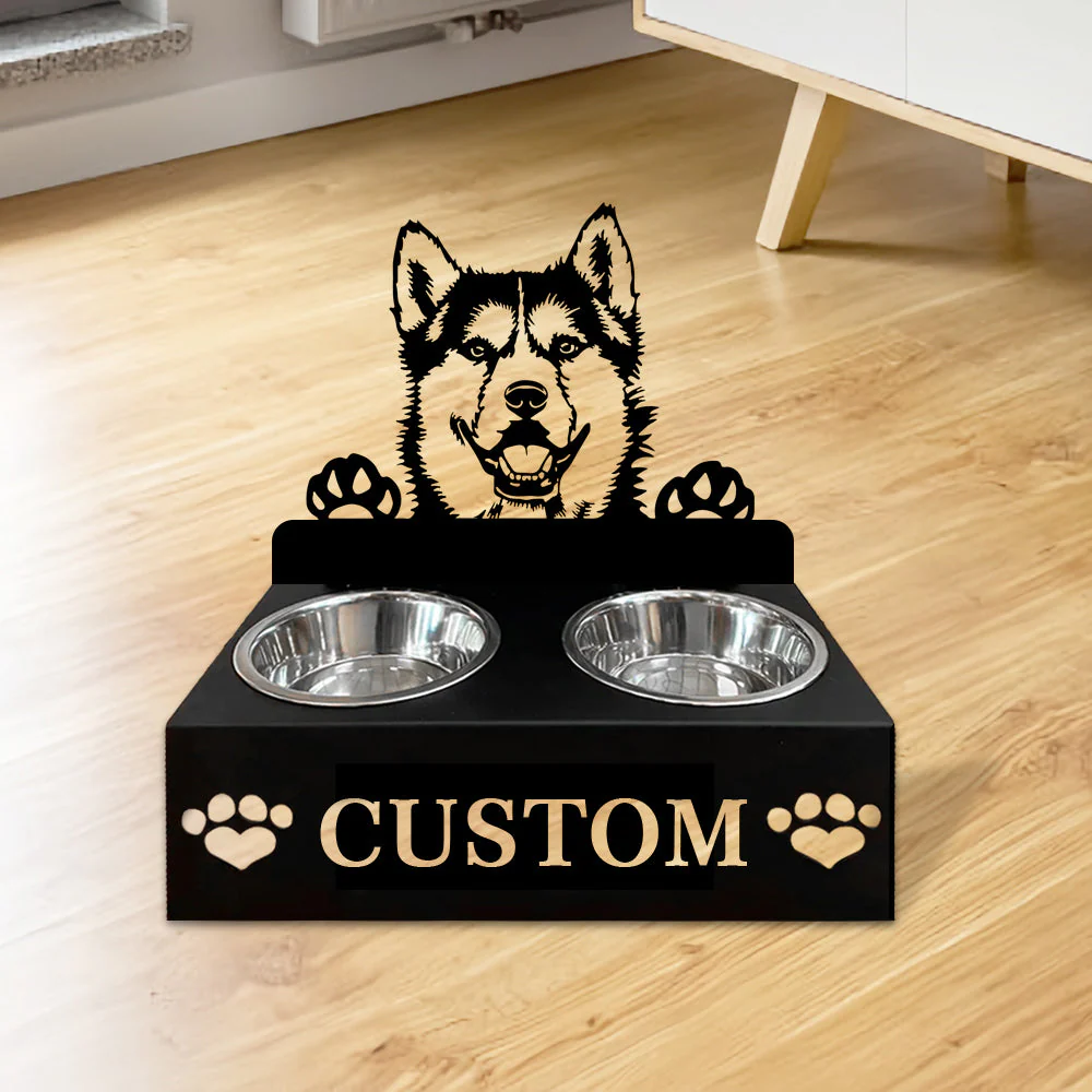 Nom Personnalisé pour Chien Husky Porte-Gamelle pour Animaux - Image 2