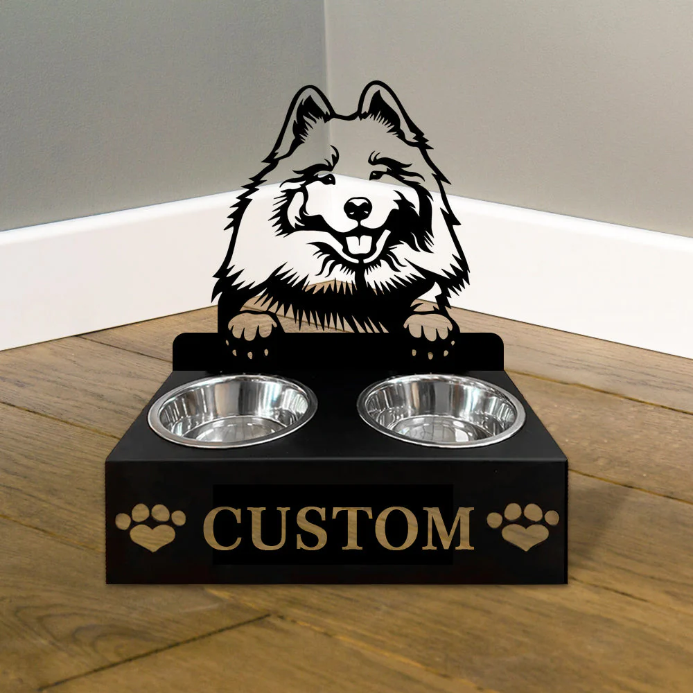 Nom Personnalisé pour Chien Keeshond Porte-Gamelle pour Animaux - Image 4