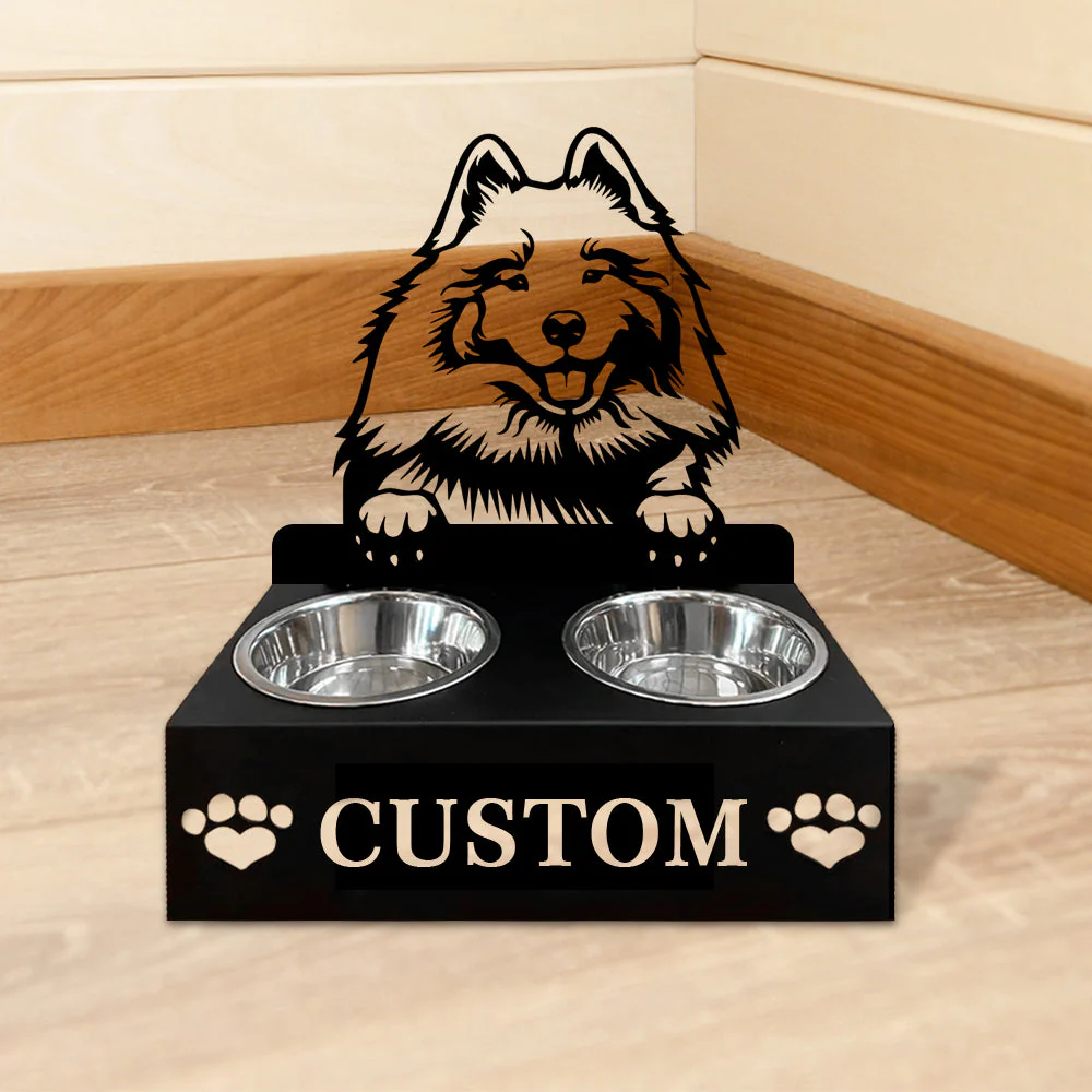 Nom Personnalisé pour Chien Keeshond Porte-Gamelle pour Animaux - Image 5