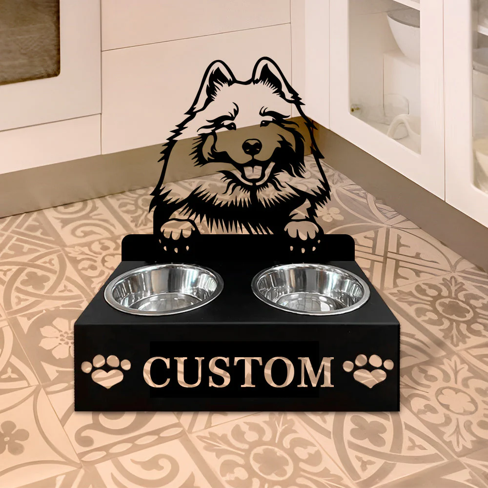 Nom Personnalisé pour Chien Keeshond Porte-Gamelle pour Animaux - Image 6