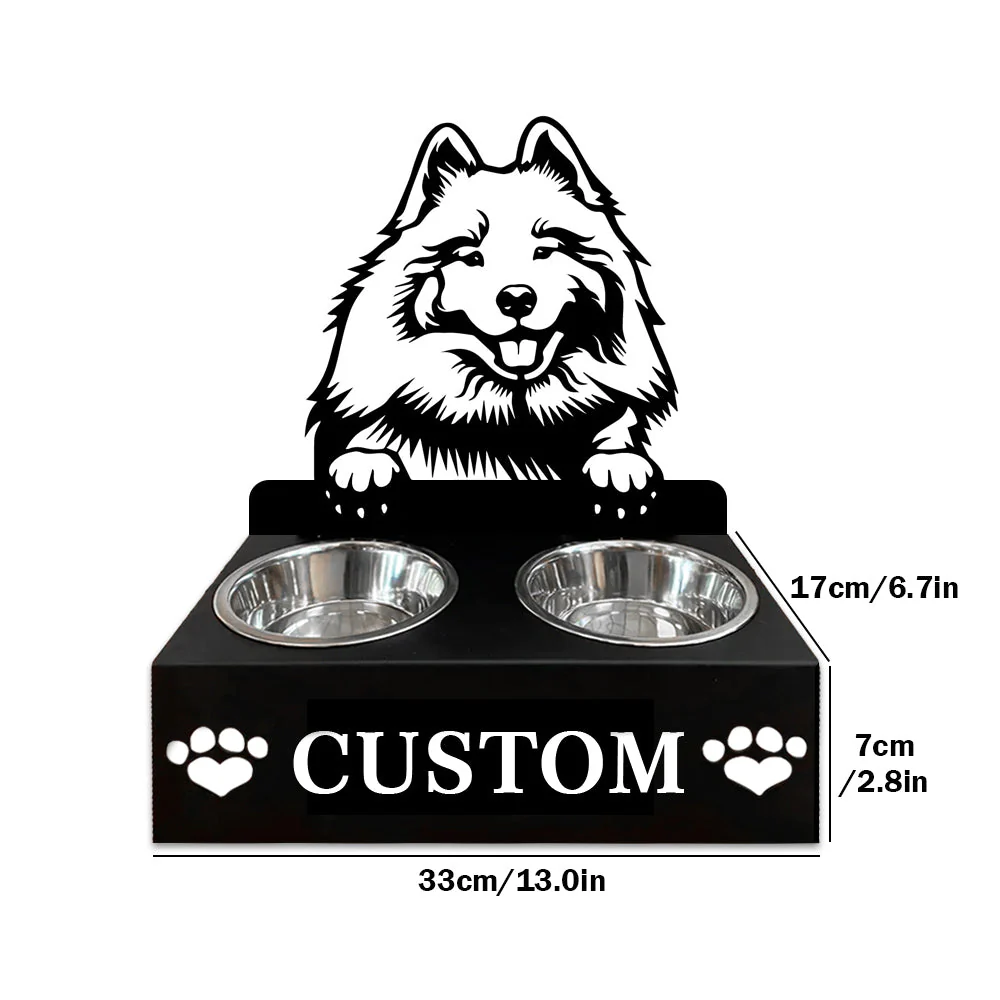 Nom Personnalisé pour Chien Keeshond Porte-Gamelle pour Animaux - Image 7