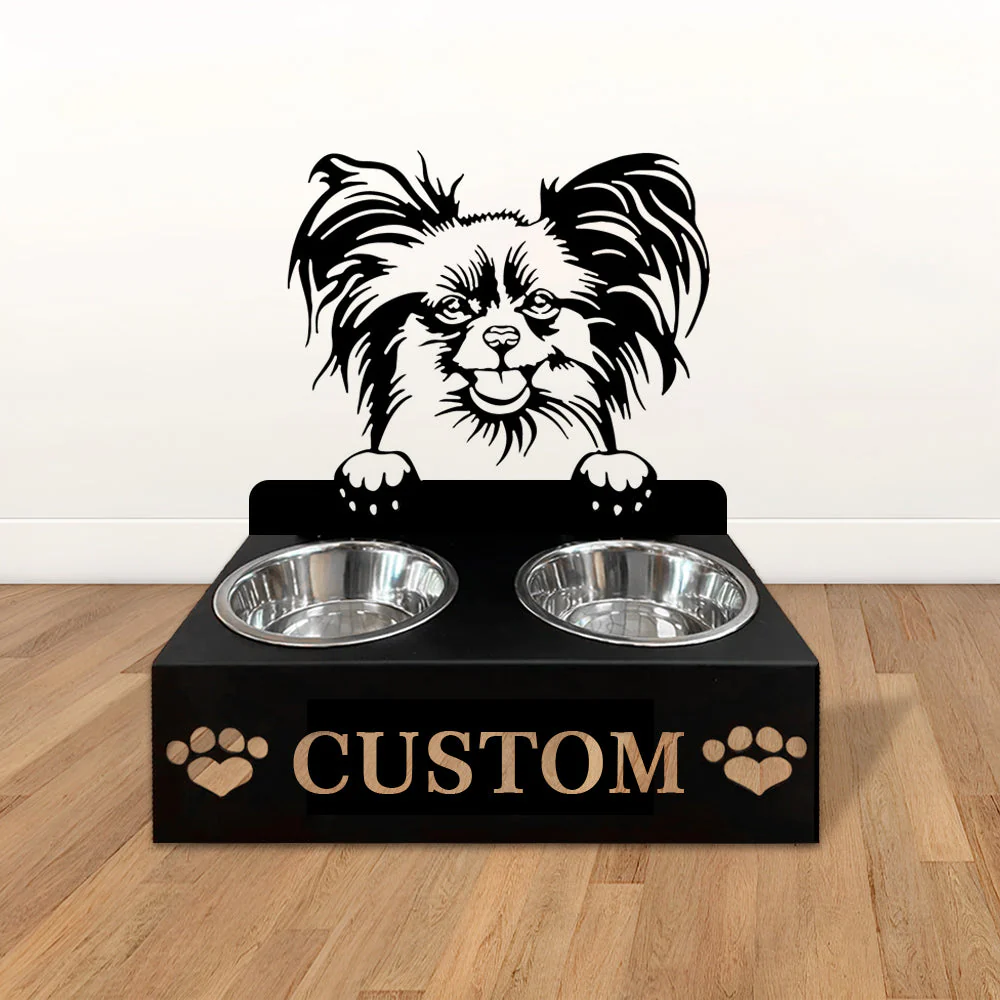 Nom Personnalisé pour Chien Papillon Porte-Gamelle pour Animaux