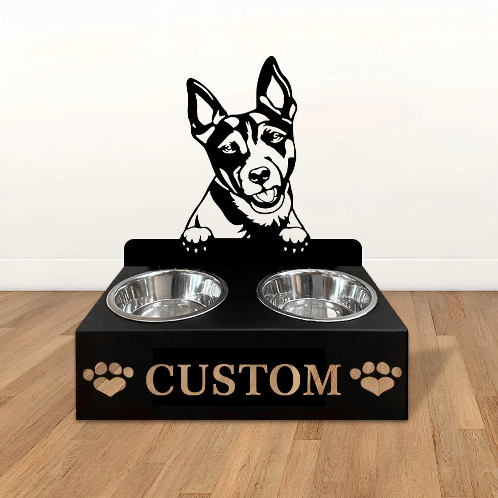 Nom Personnalisé pour Chien Rat Terrier Porte-Gamelle pour Animaux - Image 2