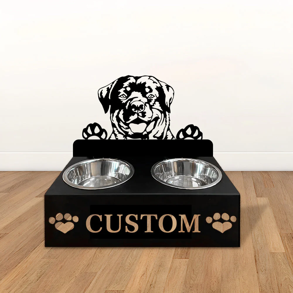 Nom Personnalisé pour Chien Rottweiler Porte-Gamelle pour Animaux - Image 2