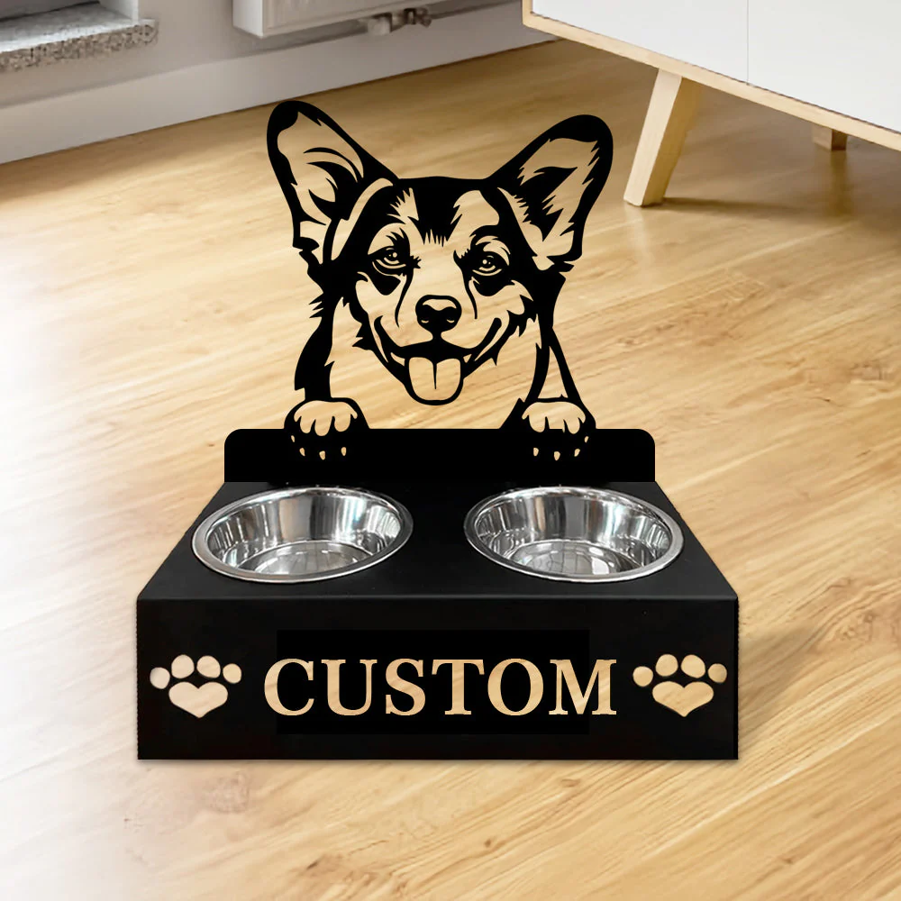 Nom Personnalisé pour Chien Welsh Corgi Porte-Gamelle pour Animaux