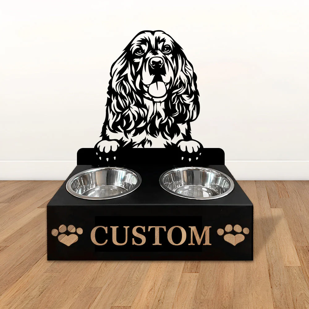 Nom Personnalisé pour Cocker Spaniel Porte-Gamelle pour Animaux