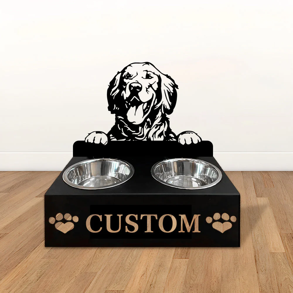 Nom Personnalisé pour Golden Retriever Porte-Gamelle pour Animaux - Image 2