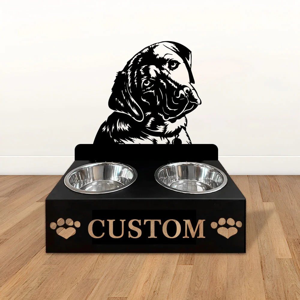 Nom Personnalisé pour Labrador Retriever Porte-Gamelle pour Animaux