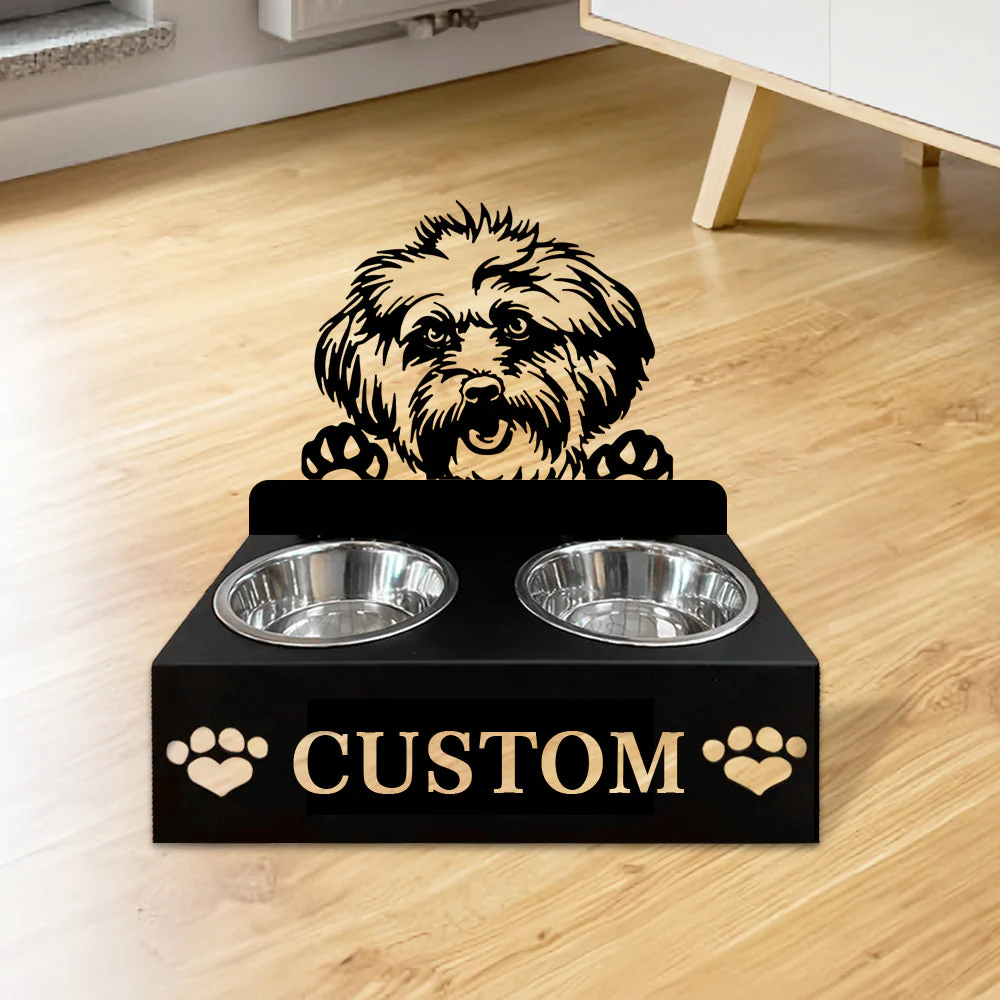 Nom Personnalisé pour Lhasa Apso Porte-Gamelle pour Animaux
