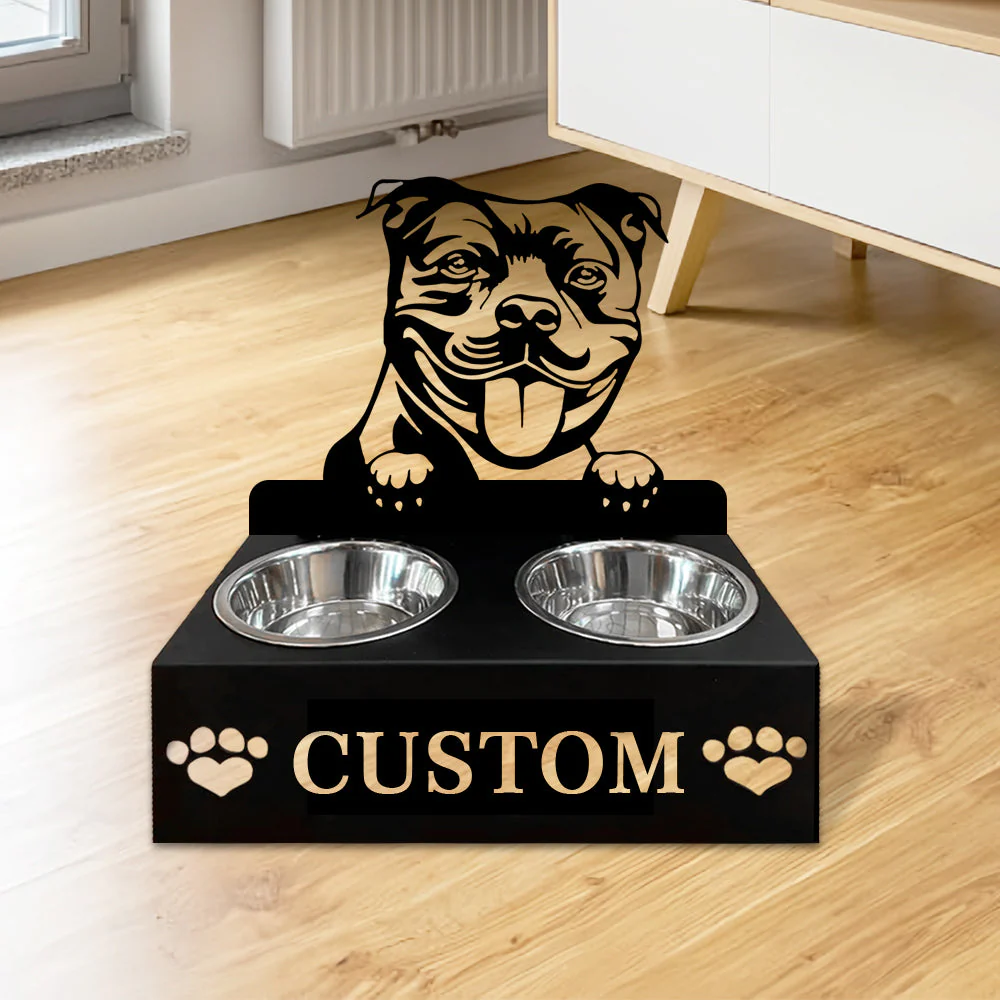 Nom Personnalisé pour Staffordshire Bull Terrier Porte-Gamelle pour Animaux - Image 2