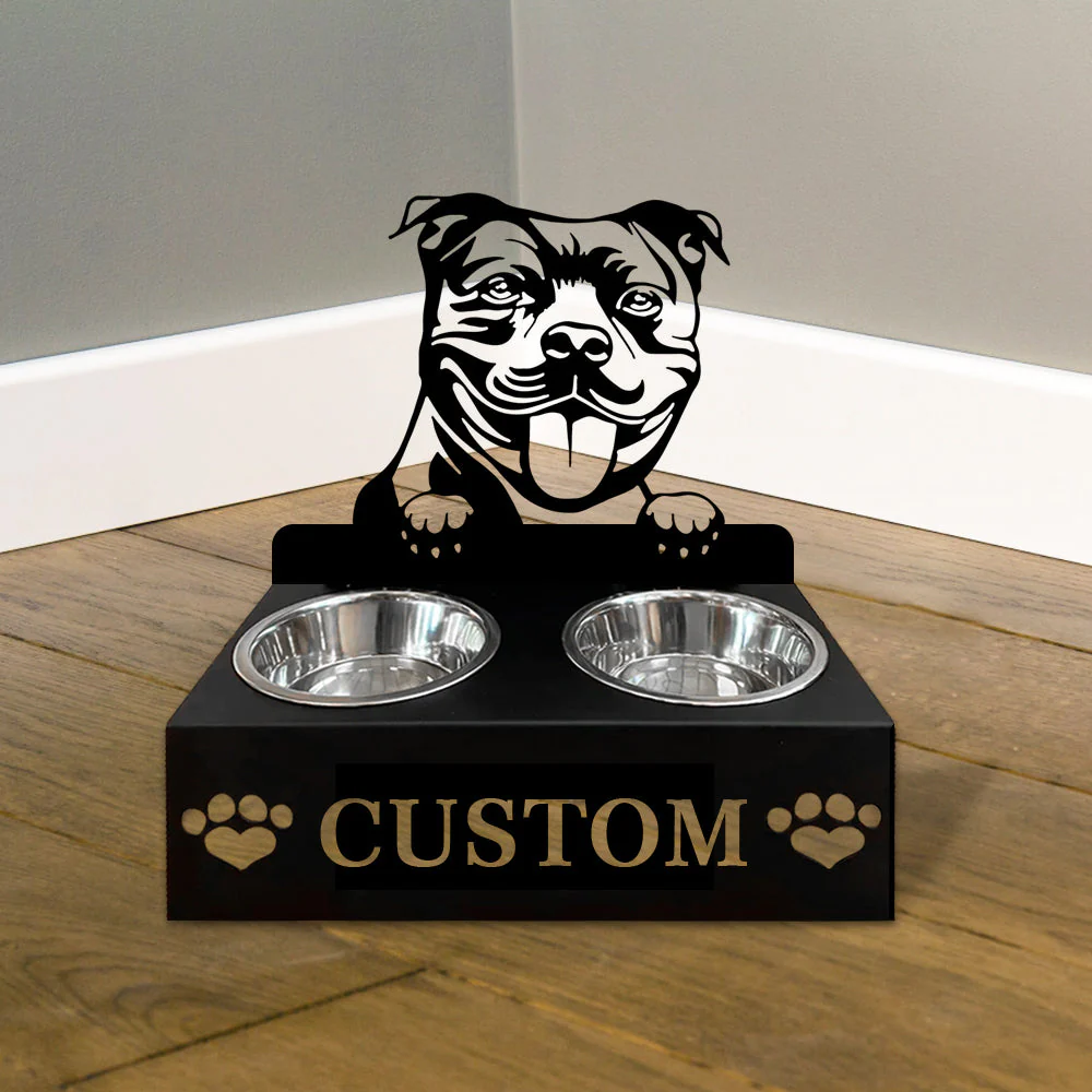 Nom Personnalisé pour Staffordshire Bull Terrier Porte-Gamelle pour Animaux - Image 4
