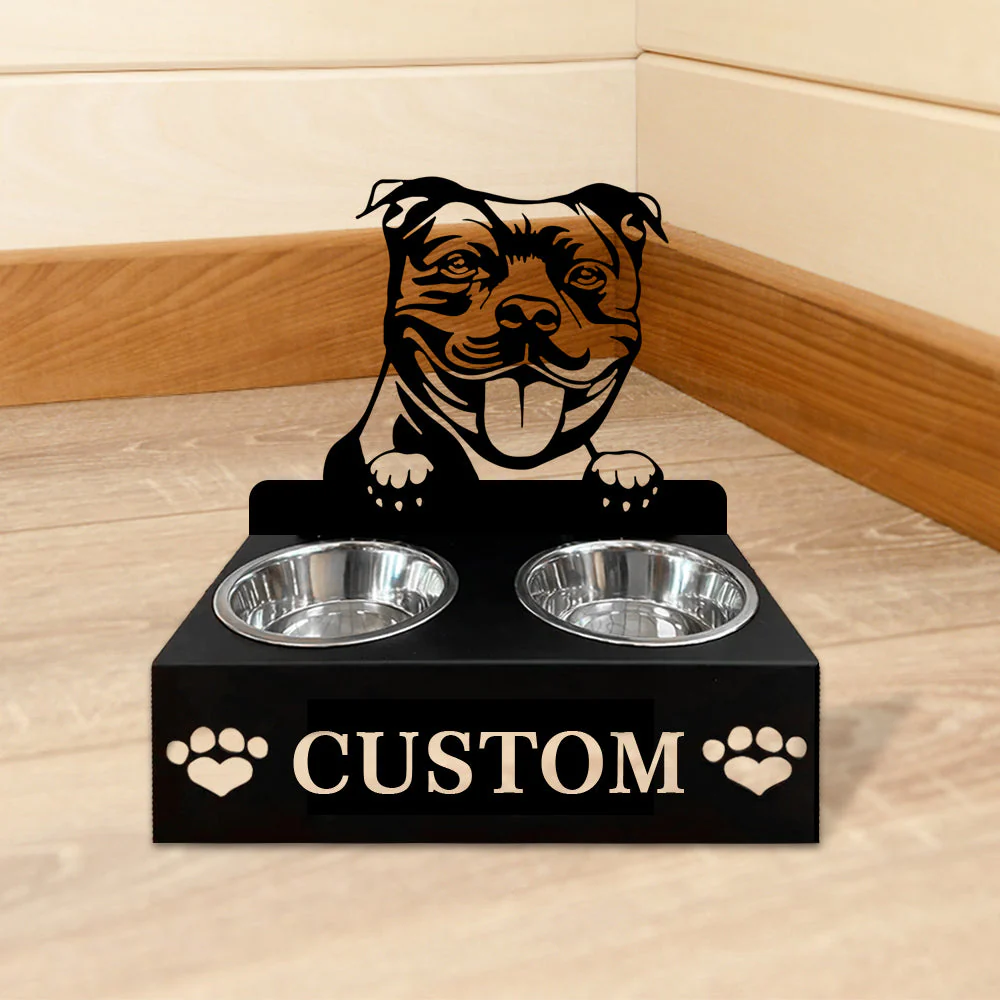 Nom Personnalisé pour Staffordshire Bull Terrier Porte-Gamelle pour Animaux - Image 5