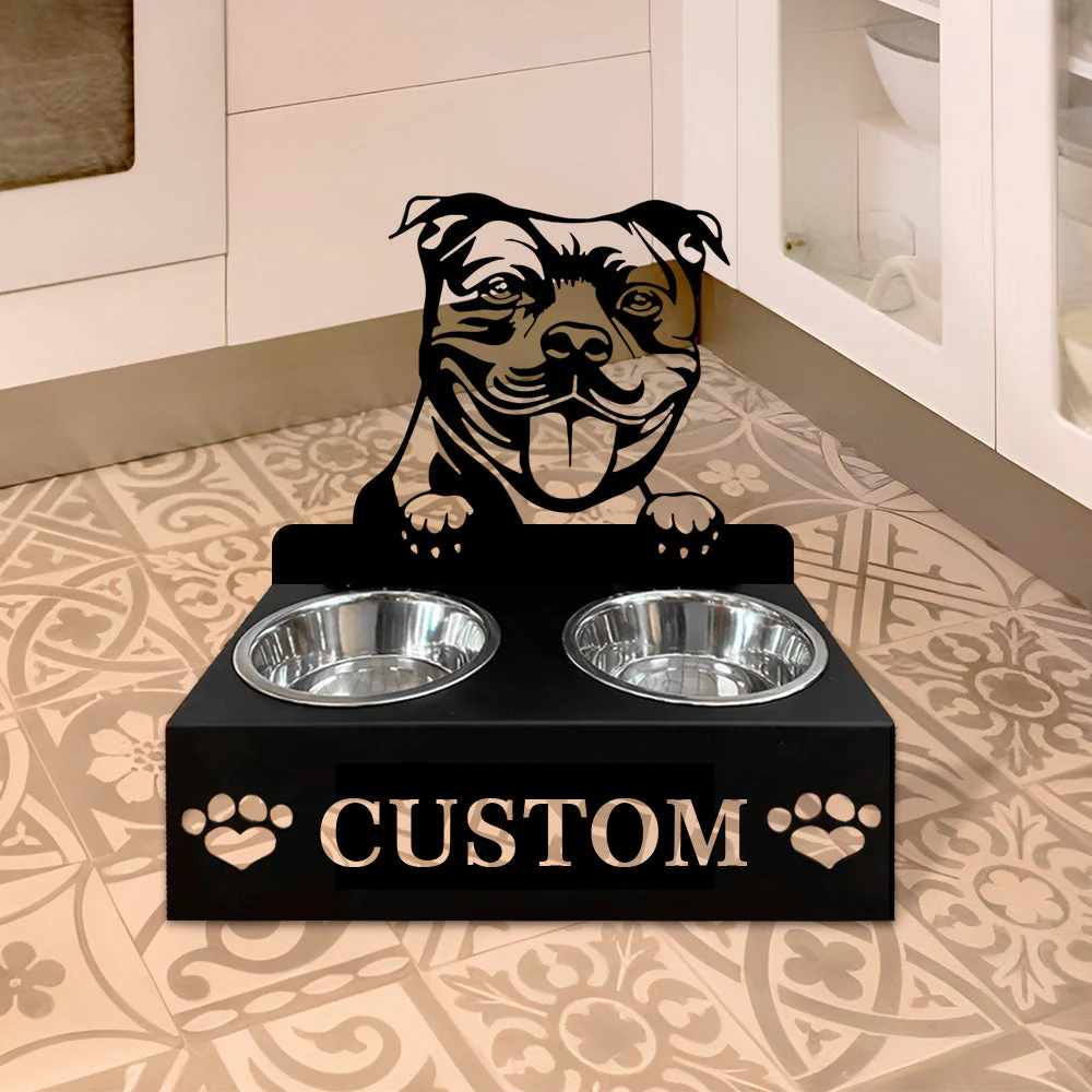 Nom Personnalisé pour Staffordshire Bull Terrier Porte-Gamelle pour Animaux - Image 6