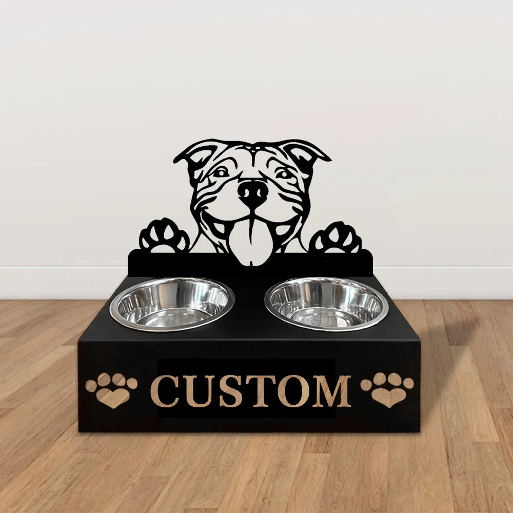 Nom Personnalisé pour Staffordshire Bull Terrier Porte-Gamelle pour Animaux - Image 2