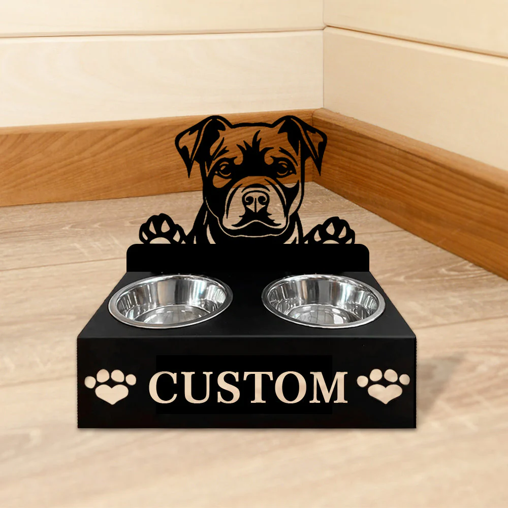 Nom Personnalisé pour Staffordshire Bull Terrier Porte-Gamelle pour Animaux - Image 5