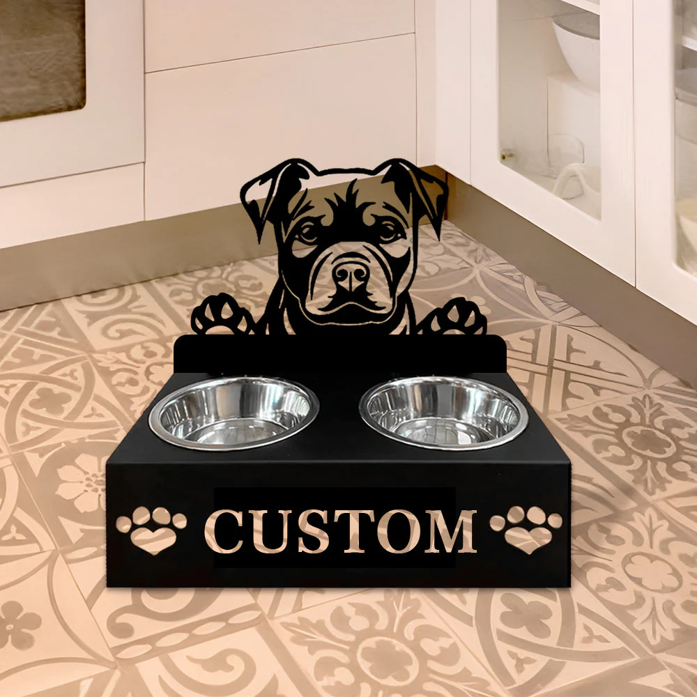 Nom Personnalisé pour Staffordshire Bull Terrier Porte-Gamelle pour Animaux - Image 6