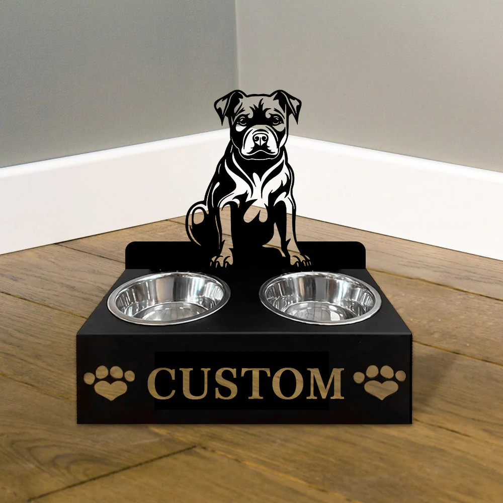 Nom Personnalisé pour Staffordshire Bull Terrier Porte-Gamelle pour Animaux - Image 2