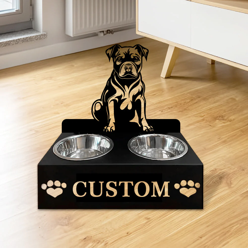 Nom Personnalisé pour Staffordshire Bull Terrier Porte-Gamelle pour Animaux - Image 4