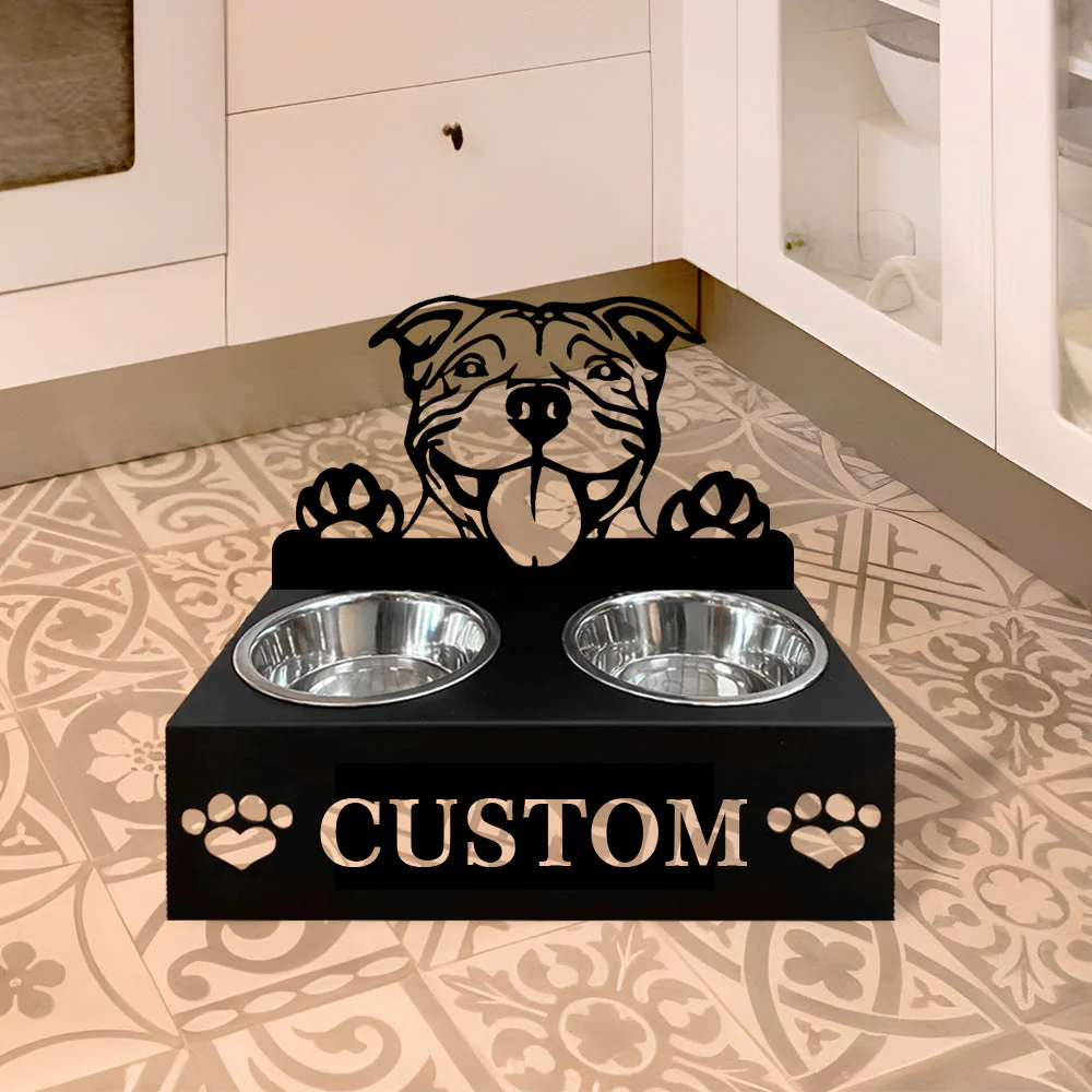 Nom Personnalisé pour Staffordshire Bull Terrier Porte-Gamelle pour Animaux - Image 4