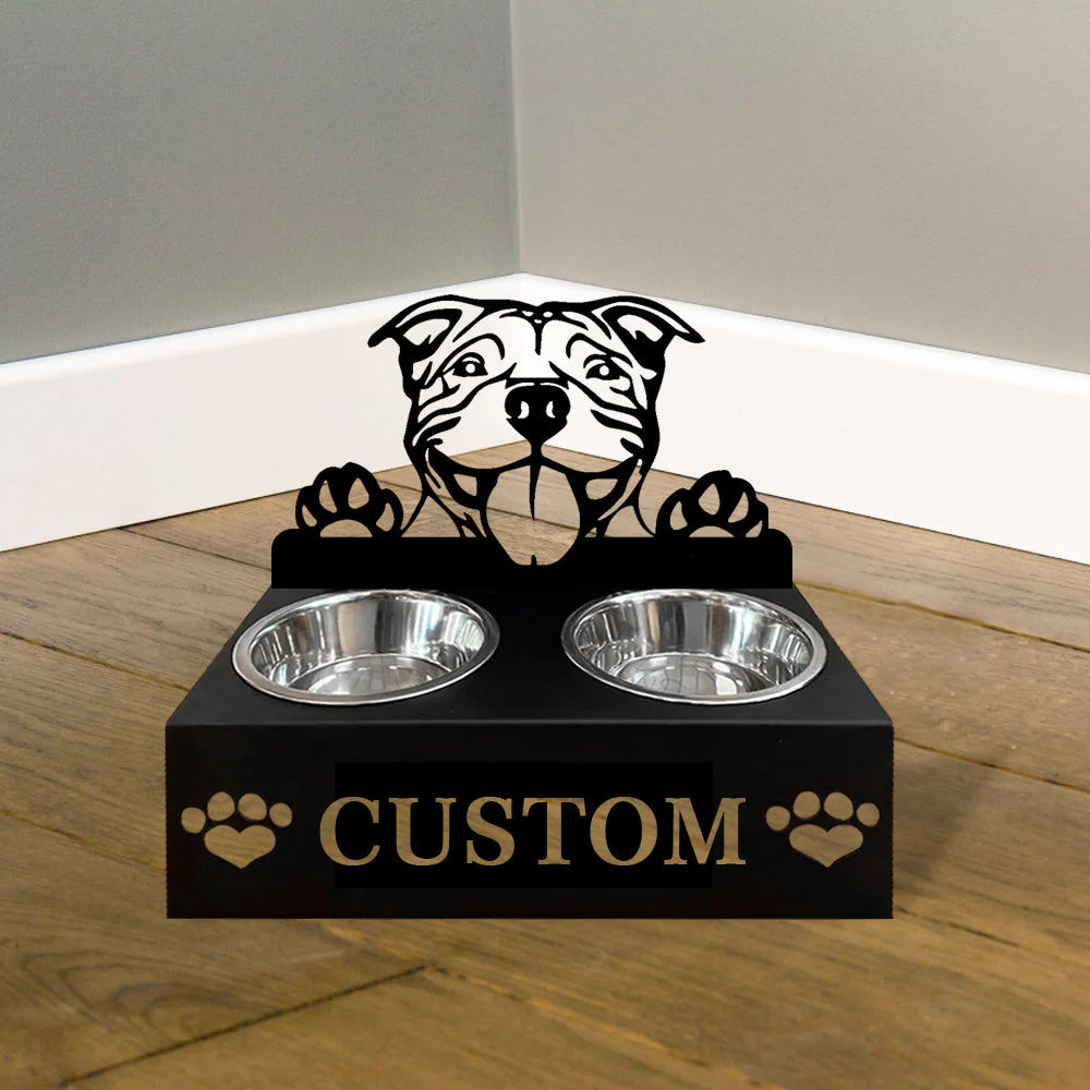 Nom Personnalisé pour Staffordshire Bull Terrier Porte-Gamelle pour Animaux - Image 5