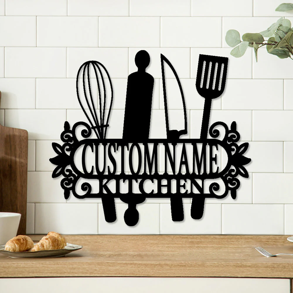 Nom Salle à Manger Personnalisé Plaque Personnalisée en Métal Décoratif Mural