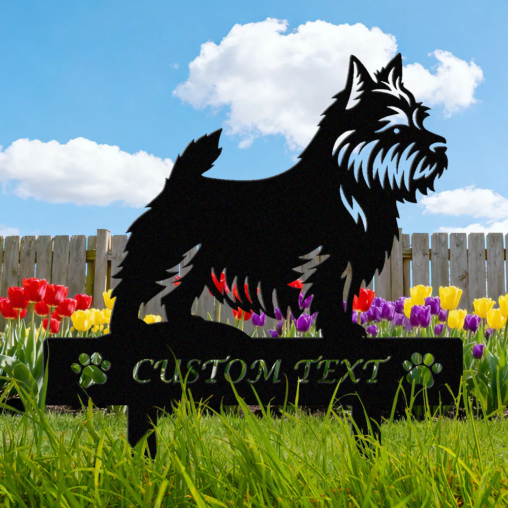 Norwich Terrier Silhouette de Chien Personnalisée Piquet de Jardin en Métal