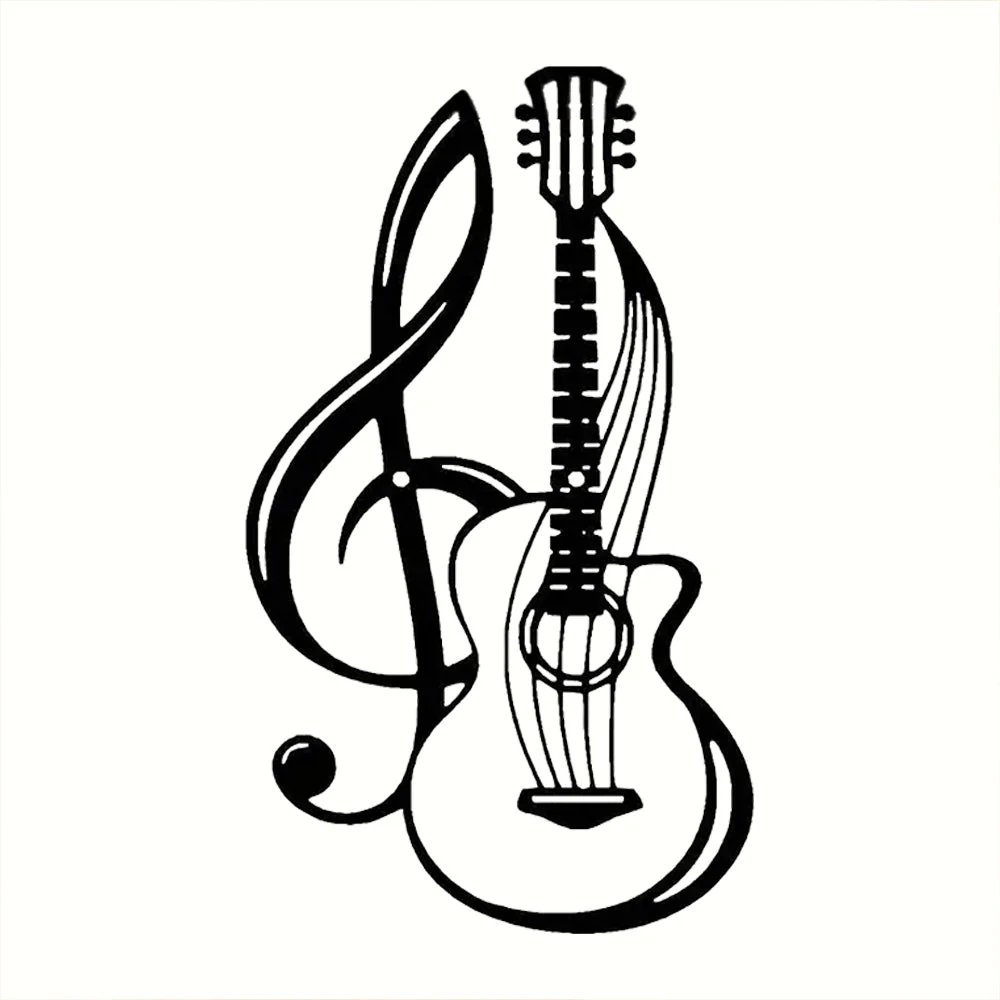 Note de Musique Noire et Guitare Plaque en Métal Décoratif Mural - Image 5