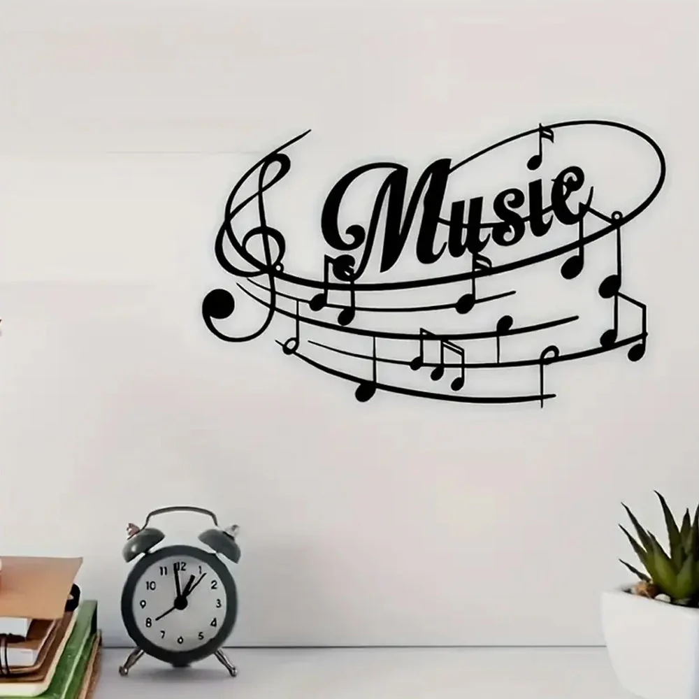 Note de Musique Noire Plaque en Métal Décoratif Mural - Image 3