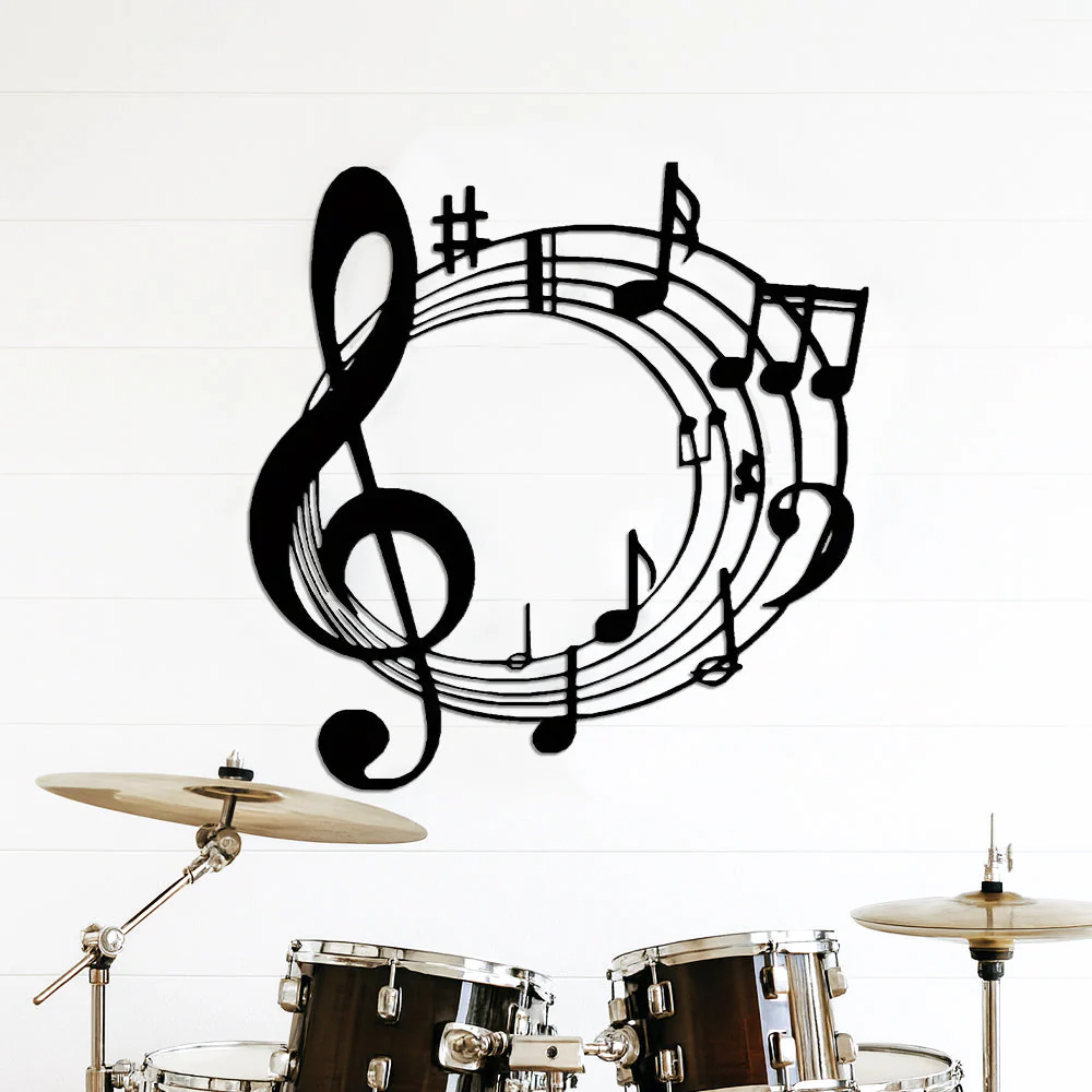 Note de Musique Rustique Plaque en Métal Décoratif Mural