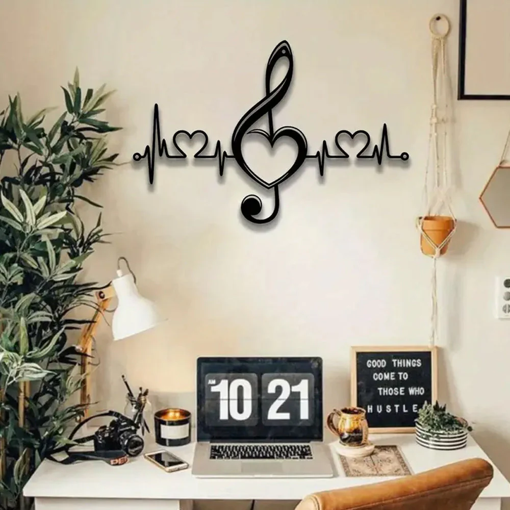 Note de Musique Style Glam Plaque en Métal Décoratif Mural - Image 3