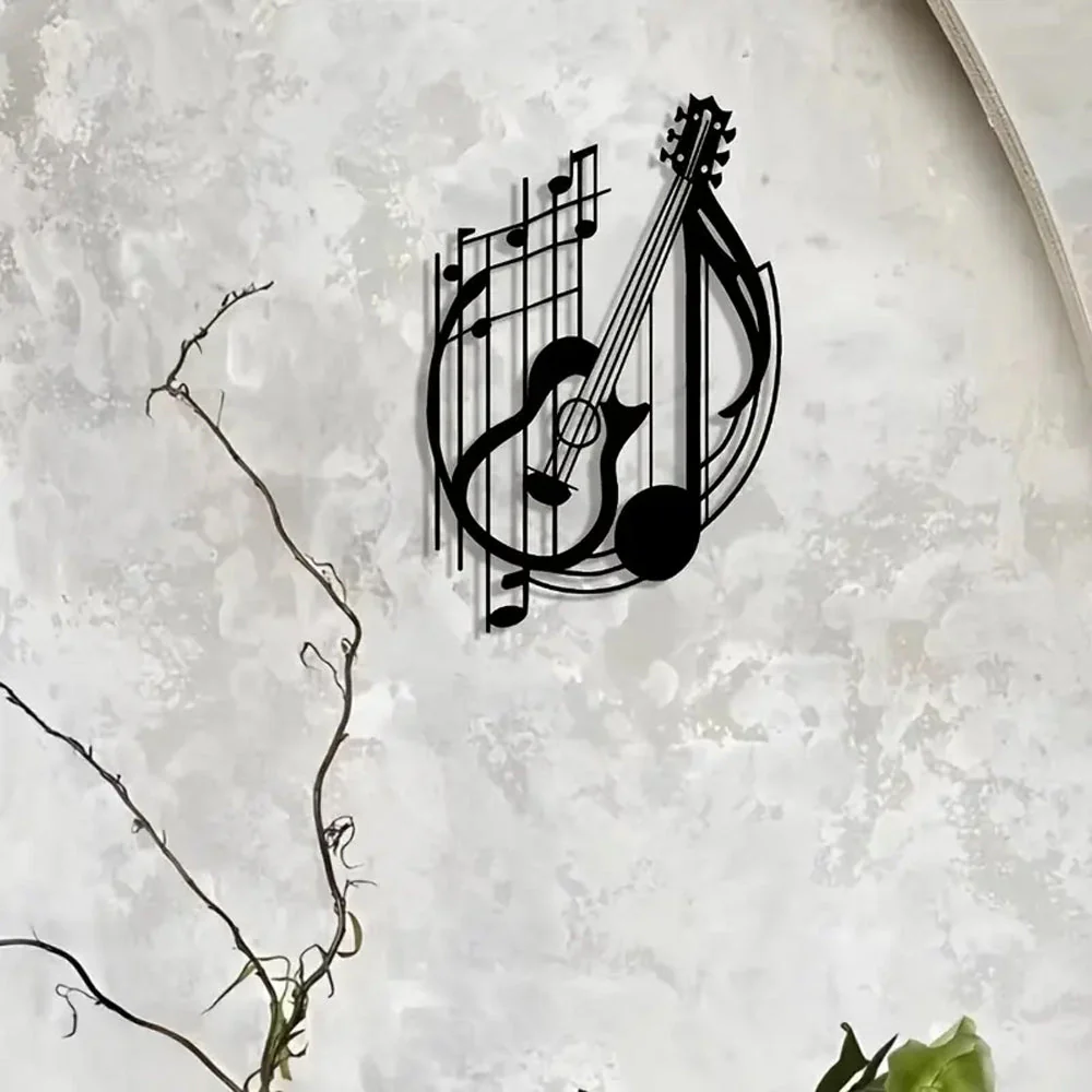 Notes de Musique Abstraites et Guitare Plaque en Métal Décoratif Mural - Image 2