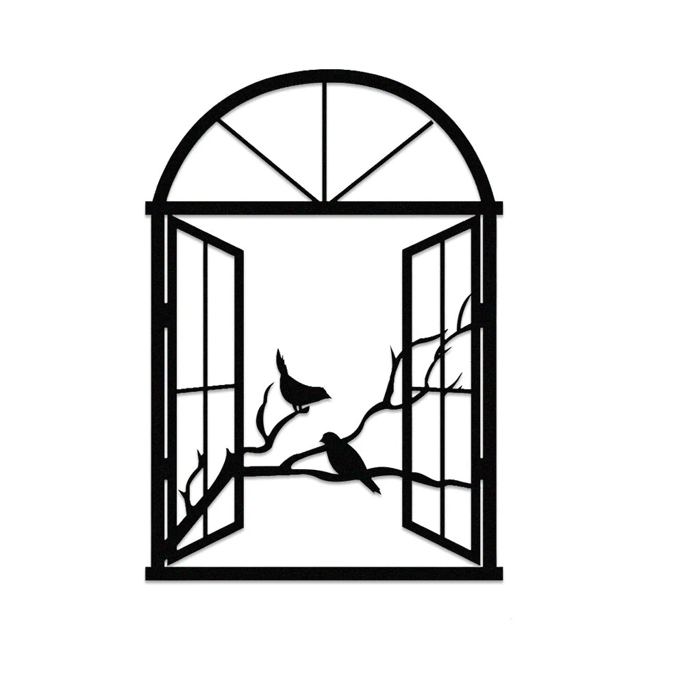 Oiseau Arbre FenĂȘtre MĂ©tal DĂ©coratif Mural - Image 11