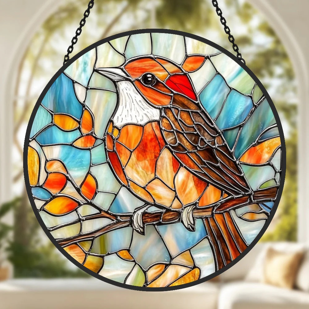 Oiseau Attrape-Soleil Décoratif en Vitrail à Suspendre - Image 2
