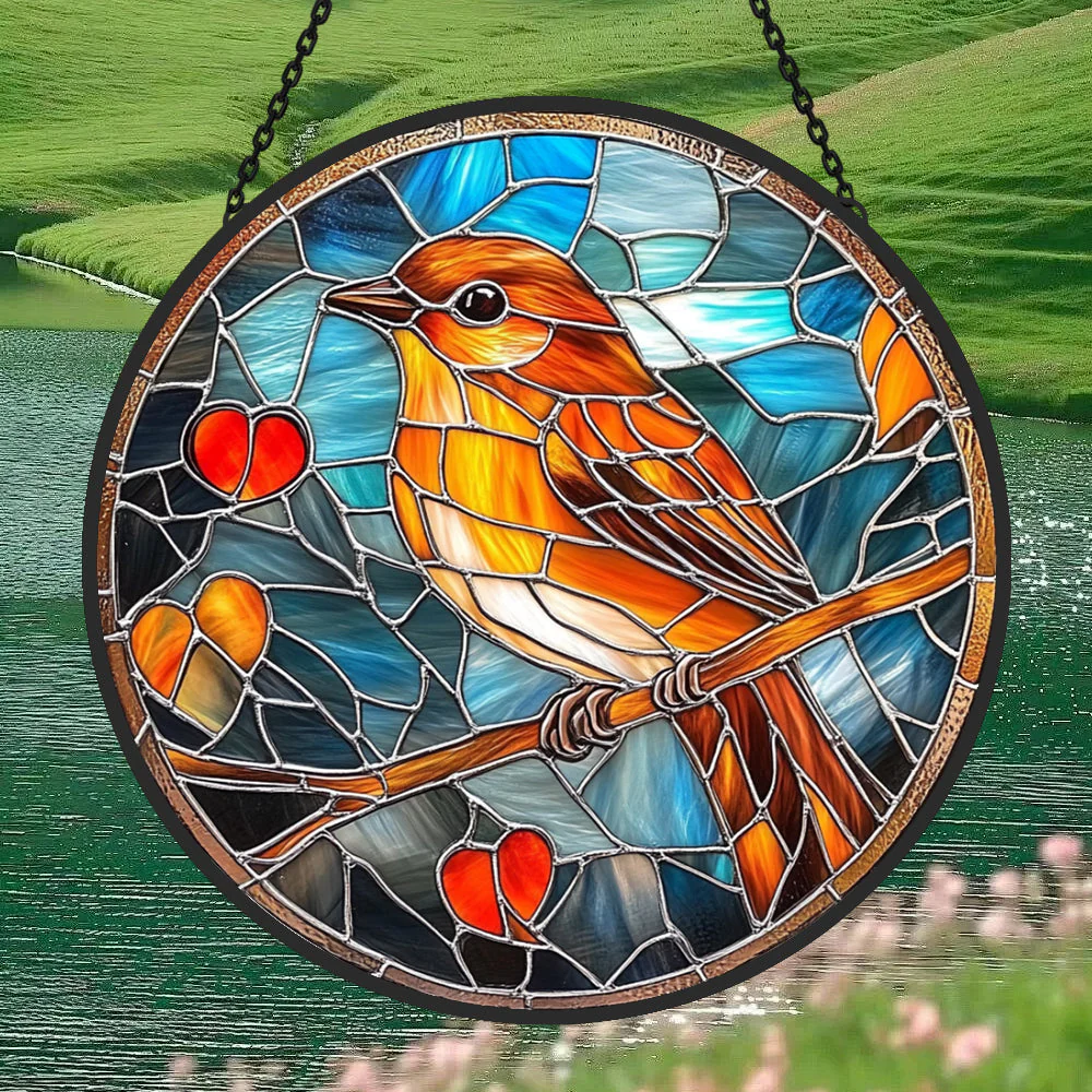 Oiseau Attrape-Soleil Décoratif en Vitrail à Suspendre - Image 4