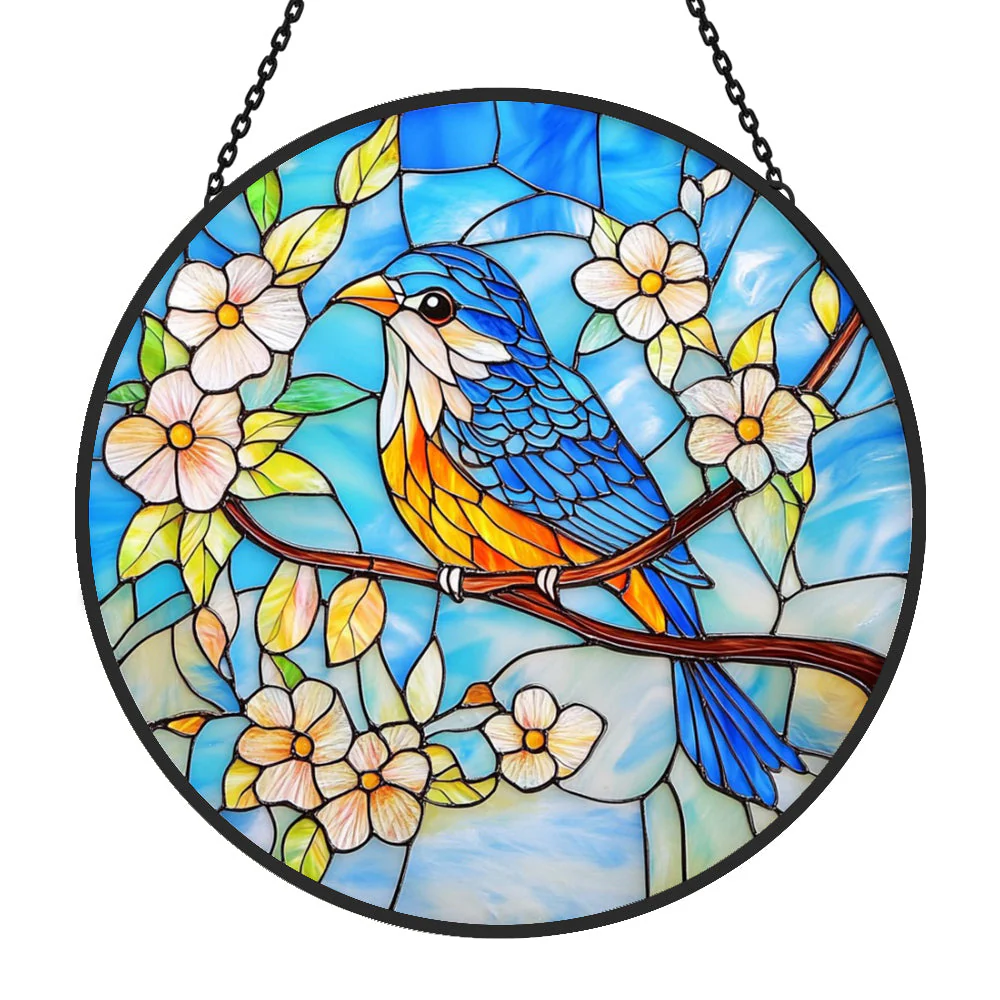 Oiseau Bleu Attrape-Soleil Décoratif en Vitrail à Suspendre - Image 3