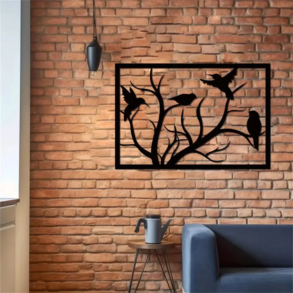 Oiseau Debout sur Branche Art Mur en Métal - Image 2