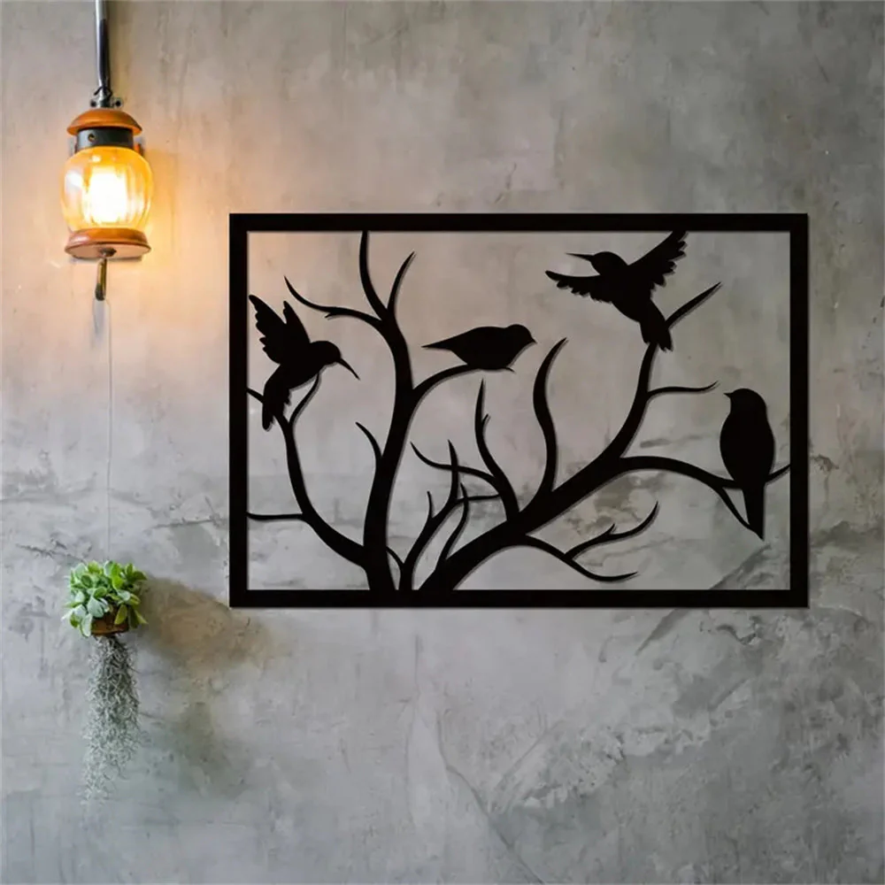 Oiseau Debout sur Branche Art Mur en Métal - Image 3