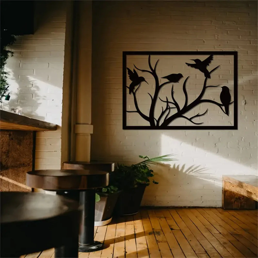 Oiseau Debout sur Branche Art Mur en Métal - Image 4