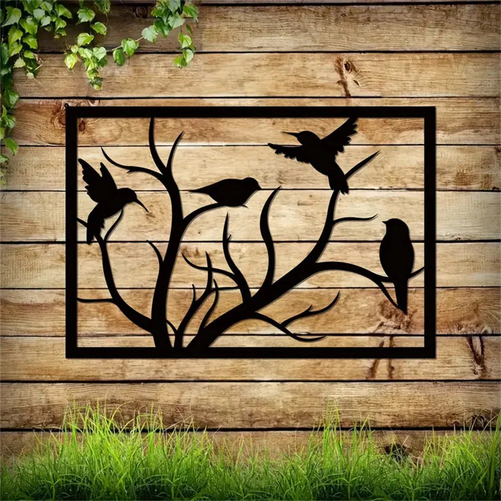 Oiseau Debout sur Branche Art Mur en Métal - Image 5